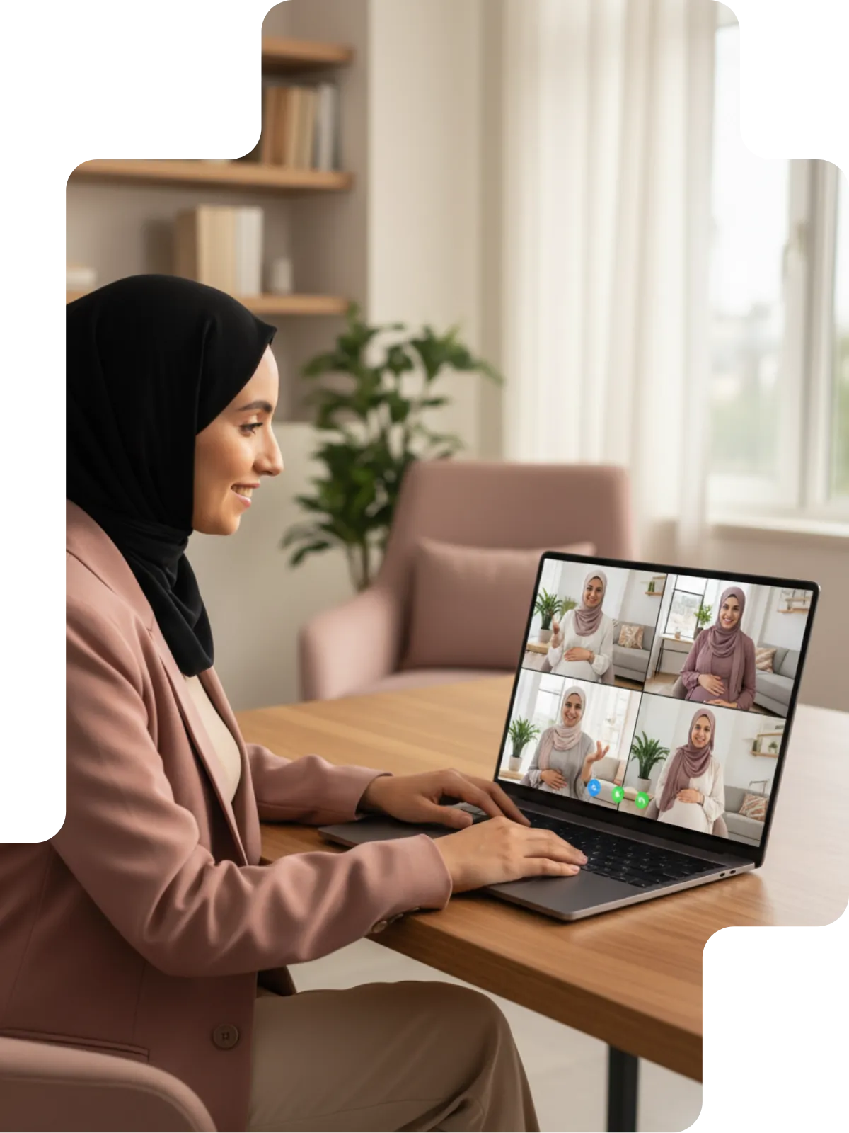 مجموعة من الأمهات في لقاء ودي يتحدثن ويبتسمن